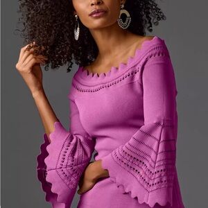 Boston Proper Fuchsia Off-the-Shoulder Sweater